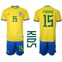 Brasil Fabinho #15 Fotballklær Hjemmedraktsett Barn VM 2022 Kortermet (+ korte bukser)